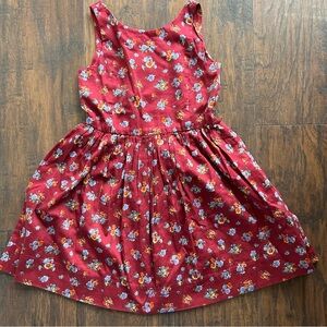 Sleeveless Floral Fit-and-Flare Dress in Deep Berry
